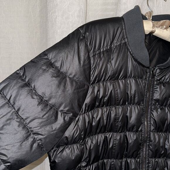 Athleta 1X Black Bomber Style Full Zip Puffer Winter Jacket - Picture 5 of 16